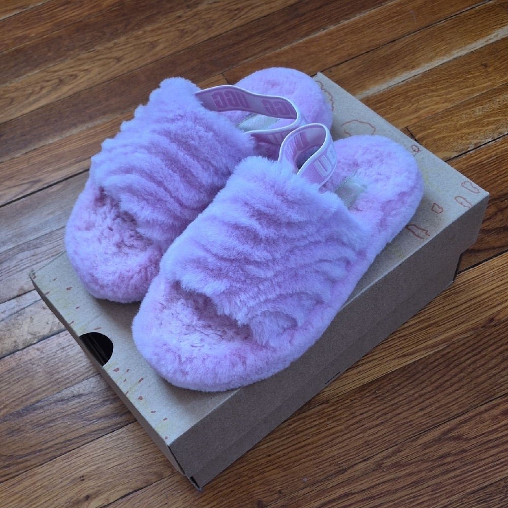 UGG Kids Purple Fluffy Slippers